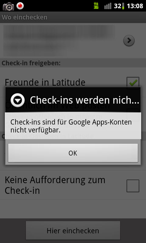 Check-In mit Google Places