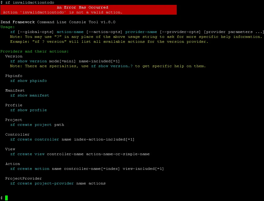 zf invalidactiontodo