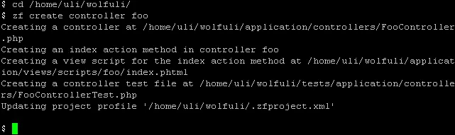 zf create controller foo