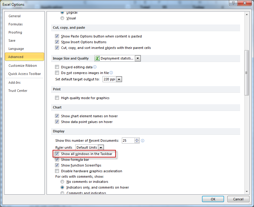 Microsoft Office 2007 / 2010: Mehrere Dokumente in separaten Fenstern in der Taskleiste anzeigen