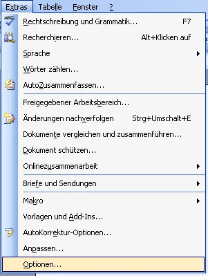 Word 2003 Menü