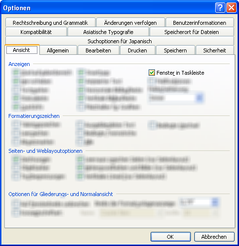 Office Word 2003: Mehrere Dokumente in separaten Fenstern in der Taskleiste anzeigen