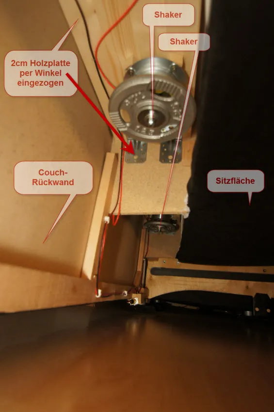 Aufbau der Bassshaker in der Couch