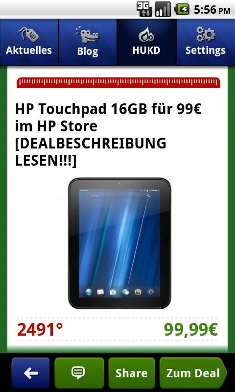 Screenshot der MyDealz App