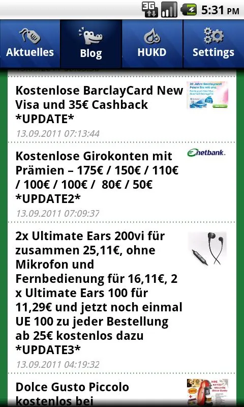 Screenshot der MyDealz App
