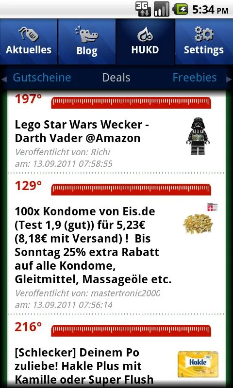 Screenshot der MyDealz App