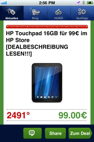 Screenshot der MyDealz App auf dem iPhone