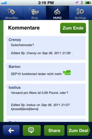 Screenshot der MyDealz App auf dem iPhone Screenshot der MyDealz App auf dem iPhone