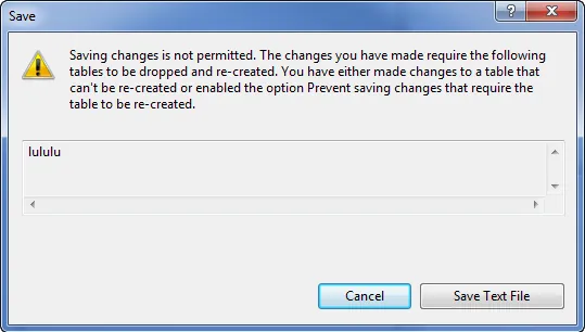 SQL Server - Prevent Saving Changes SQL Server - Prevent Saving Changes