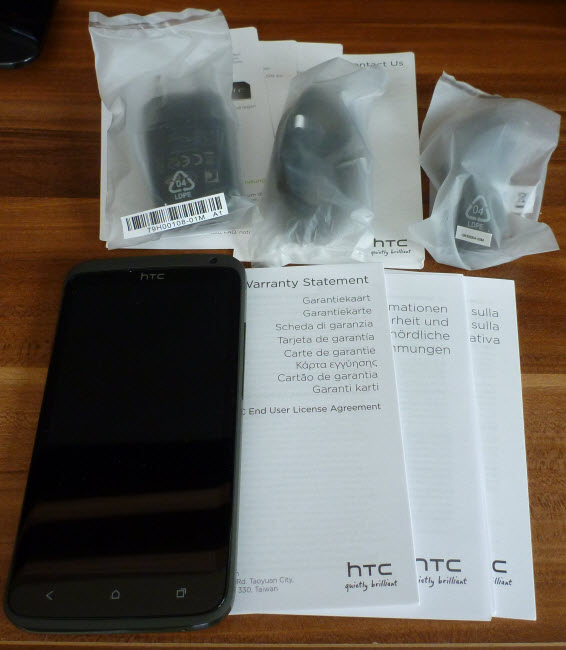 Verpackungsinhalt des HTC One X