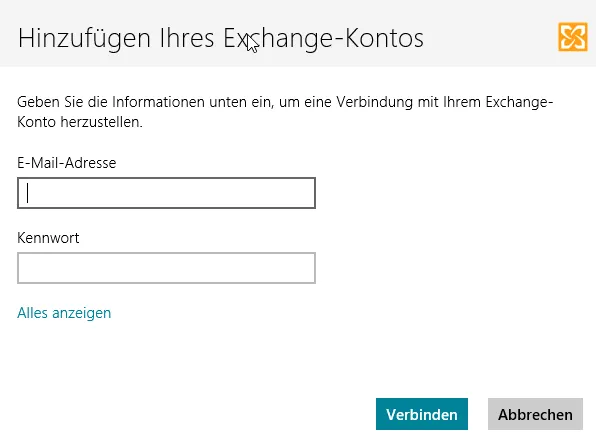 Windows8 - Mail-App - Exchange-Konto Windows8 - Mail-App - Exchange-Konto