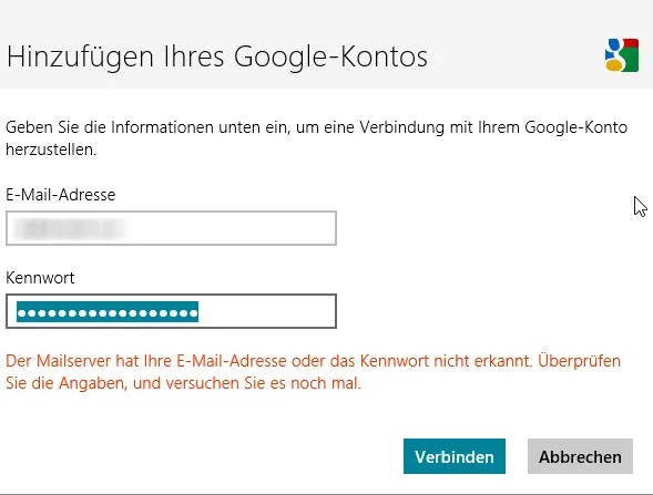 Windows 8 - Mail App - Google Mail einbinden