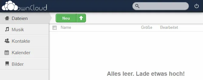 Owncloud nach der Installation Owncloud nach der Installation