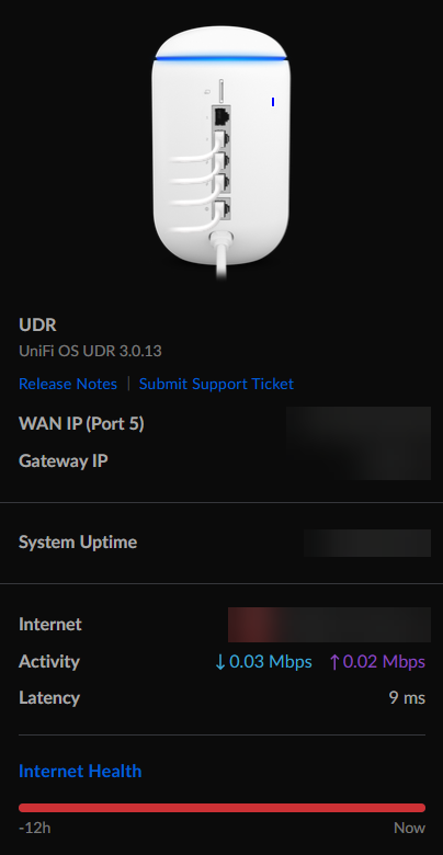 Unifi UDR shows offline
